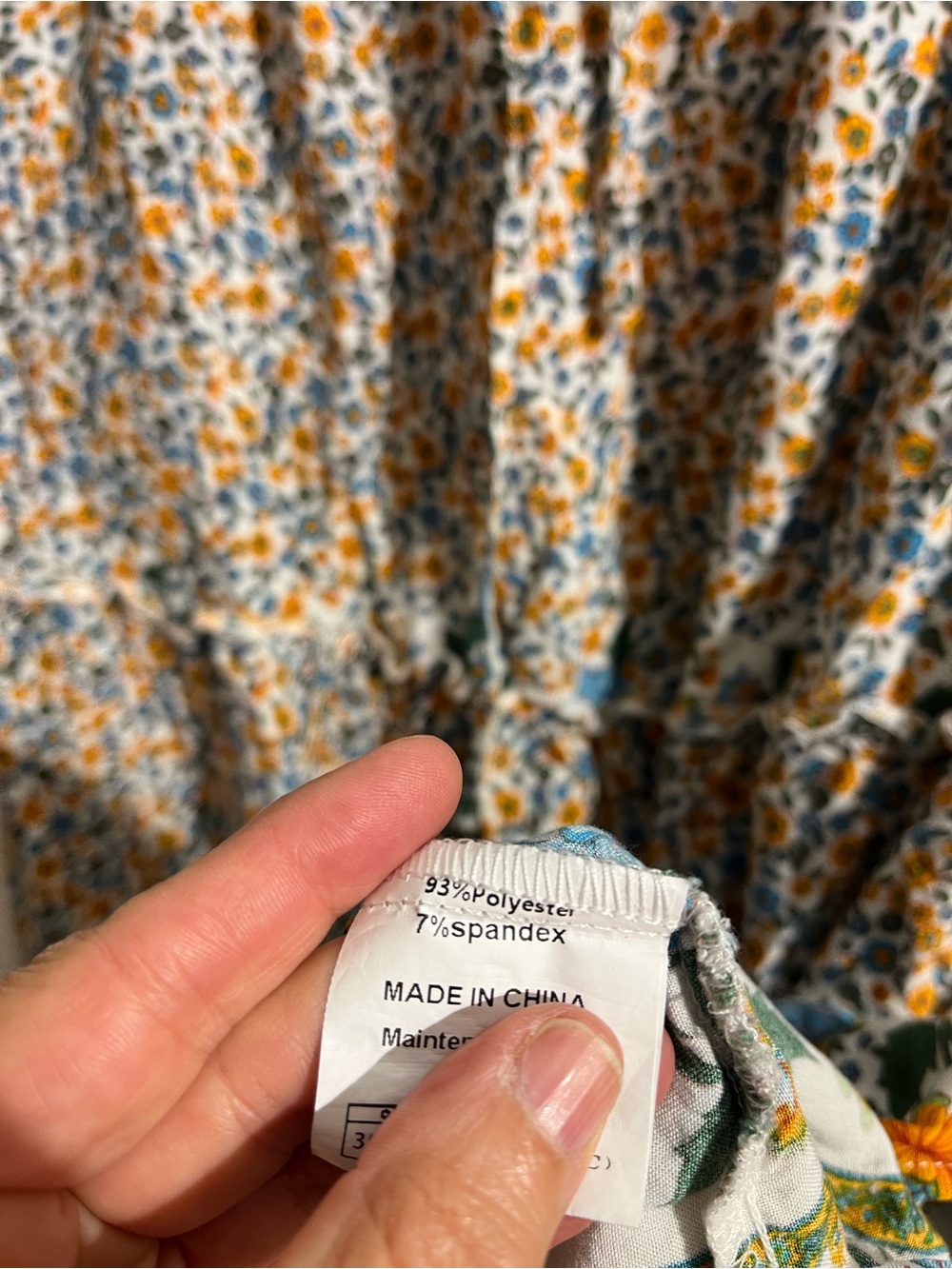 Boho Floral Tiered Maxi Skirt in Mustard and Teal - Picture 6 of 6